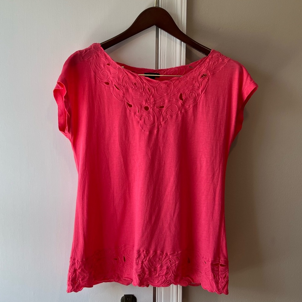 Pink T-shirt with embroidery detail